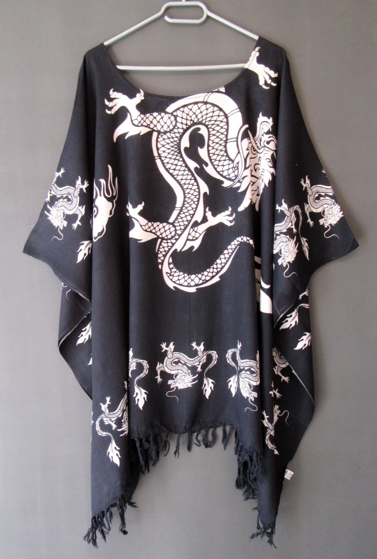 Tunika Bluse große Größen SCHWARZ WEISS DRACHE